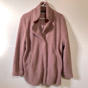 Oversized dusty pink/mauve teddy coat, Size Med